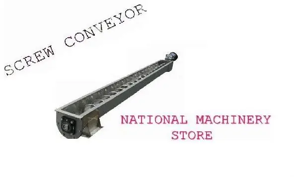 Tubular screw conveyor with inlet and discharge for oil mill material handling